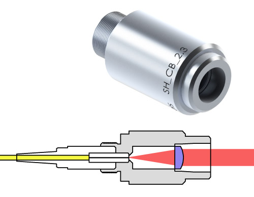 quDIS Fabry-Pérot collimator with reference plane at the fiber end with an external mechanical stop.